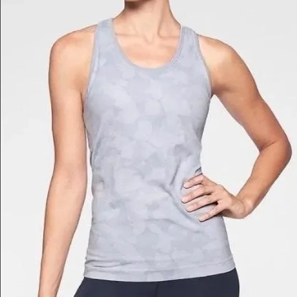 Athleta Size M Speedlight Tank Top Racerback Light Gray Camo*as is* - Picture 3 of 11